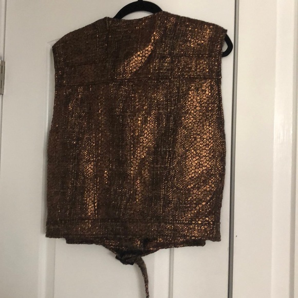 Alice and Olivia Brown Metallic Zip up vest - Picture 6 of 7
